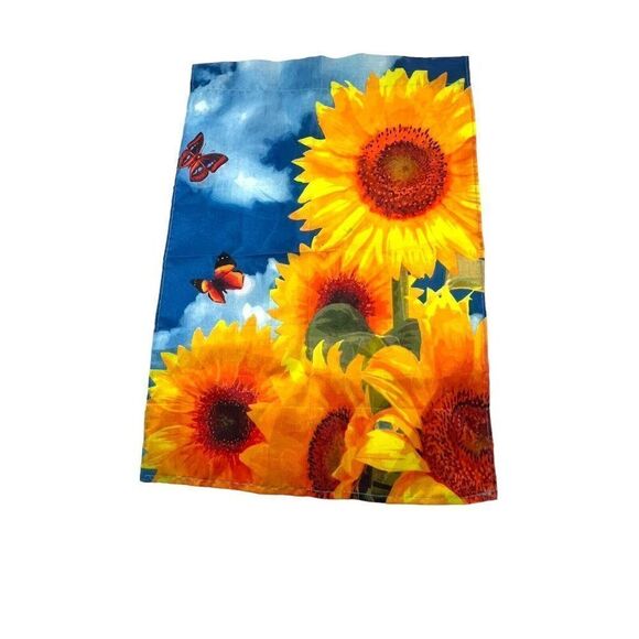 Spring Sunflower Small Garden Flag Monarch Butterflies Welcome Summer 13”X 18.5” - Picture 1 of 5